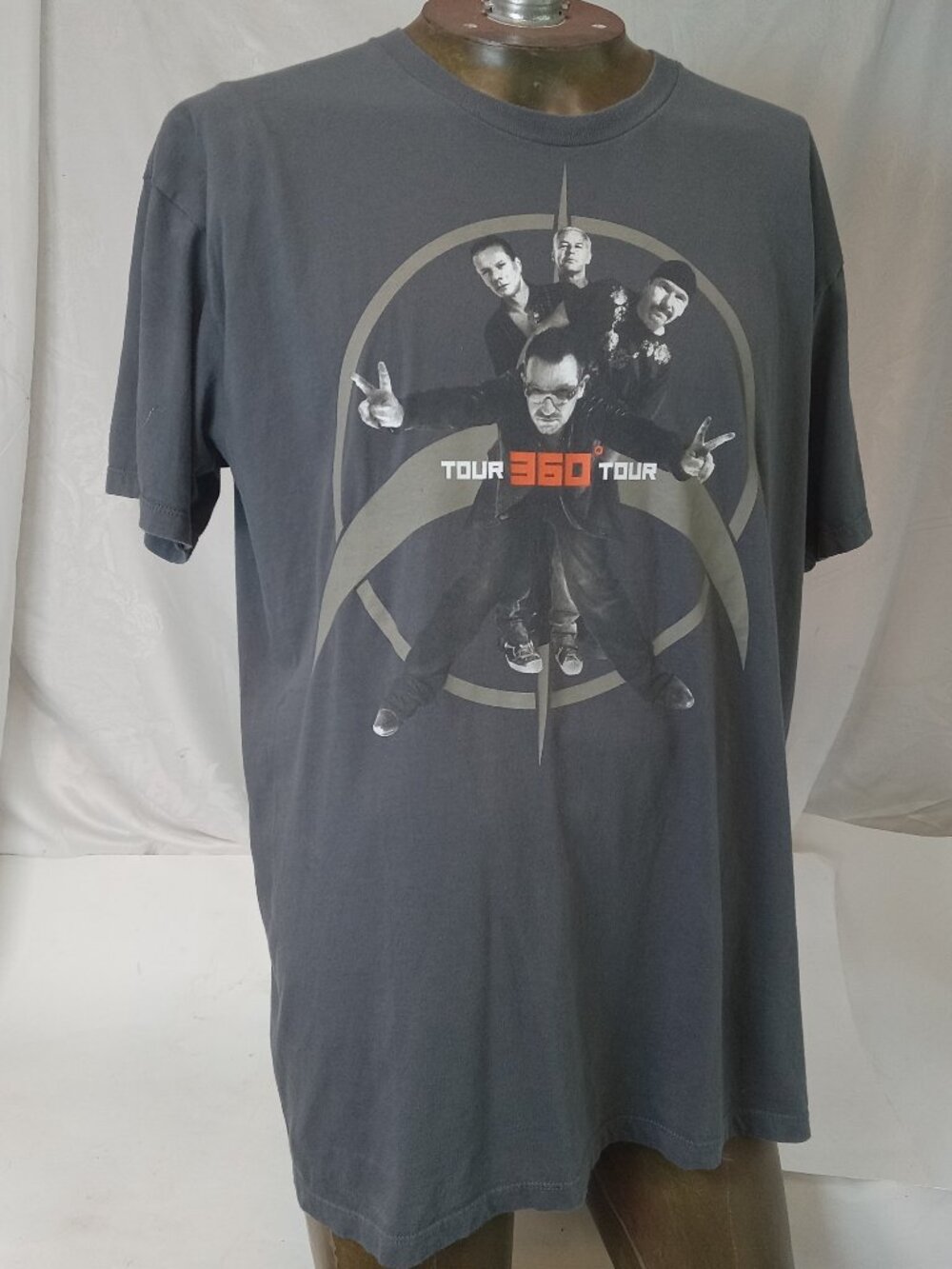 U2 360 Degrees Concert Tour T Shirt Sz XL Band Tee Indie Bono Y2K Gray 2009
